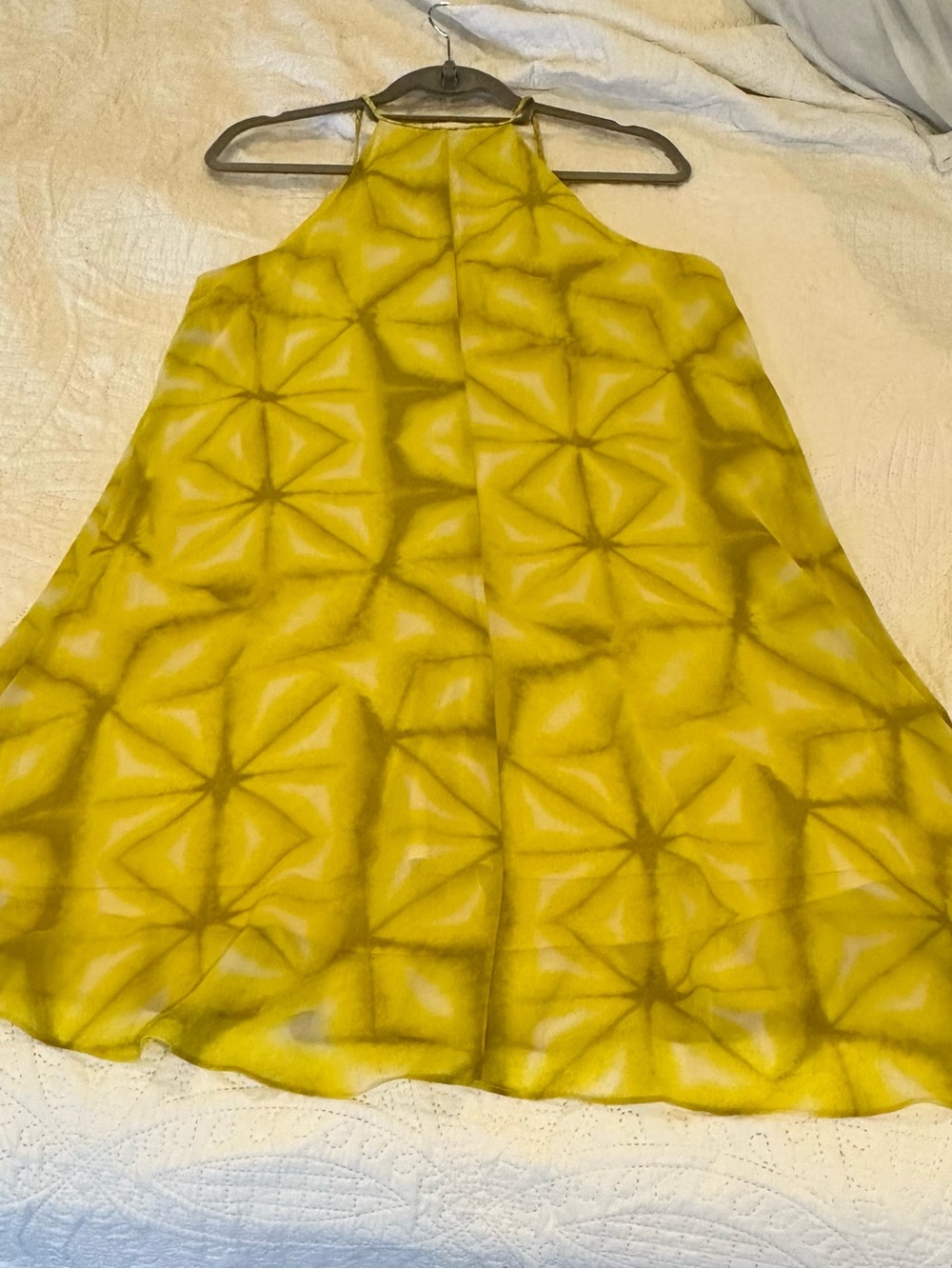 Calvin Klein Yellow Geometric Halter Mini Dress